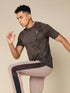 Men Self Design Slim Fit Crew Neck T-shirt with DOUBLE COOL