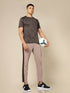 Men Self Design Slim Fit Crew Neck T-shirt with DOUBLE COOL