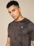 Men Self Design Slim Fit Crew Neck T-shirt with DOUBLE COOL