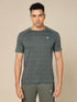 Men Self Design Slim Fit Crew Neck T-shirt with DOUBLE COOL
