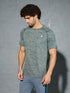 Men Self Design Slim Fit Crew Neck T-shirt with DOUBLE COOL