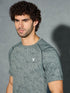Men Self Design Slim Fit Crew Neck T-shirt with DOUBLE COOL