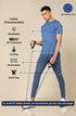 Men Self Design Slim Fit Crew Neck T-shirt with DOUBLE COOL
