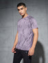 Men Self Design Slim Fit Crew Neck T-shirt with DOUBLE COOL