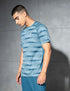 Men Self Design Slim Fit Crew Neck T-shirt with DOUBLE COOL