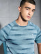 Men Self Design Slim Fit Crew Neck T-shirt with DOUBLE COOL