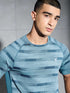 Men Self Design Slim Fit Crew Neck T-shirt with DOUBLE COOL