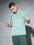 Men Self Design Slim Fit Crew Neck T-shirt with DOUBLE COOL
