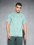 Men Self Design Slim Fit Crew Neck T-shirt with DOUBLE COOL