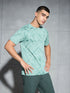 Men Self Design Slim Fit Crew Neck T-shirt with DOUBLE COOL