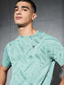 Men Self Design Slim Fit Crew Neck T-shirt with DOUBLE COOL