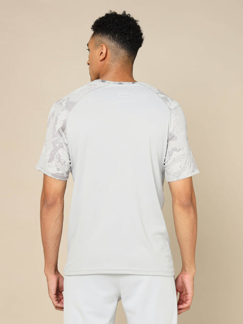 Men Self Design Slim Fit Crew Neck T-shirt with DOUBLE COOL