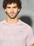 Men Self Design Slim Fit Crew Neck T-shirt with DOUBLE COOL