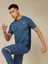 Men Self Design Slim Fit Crew Neck T-shirt with DOUBLE COOL