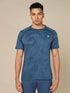 Men Self Design Slim Fit Crew Neck T-shirt with DOUBLE COOL