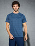 Men Self Design Slim Fit Crew Neck T-shirt with DOUBLE COOL