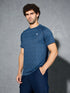 Men Self Design Slim Fit Crew Neck T-shirt with DOUBLE COOL
