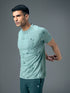 Men Self Design Slim Fit Crew Neck T-shirt with DOUBLE COOL