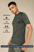 Men Self Design Slim Fit Crew Neck T-shirt with DOUBLE COOL