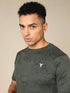 Men Self Design Slim Fit Crew Neck T-shirt with DOUBLE COOL