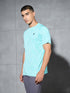 Men Self Design Slim Fit Crew Neck T-shirt with DOUBLE COOL