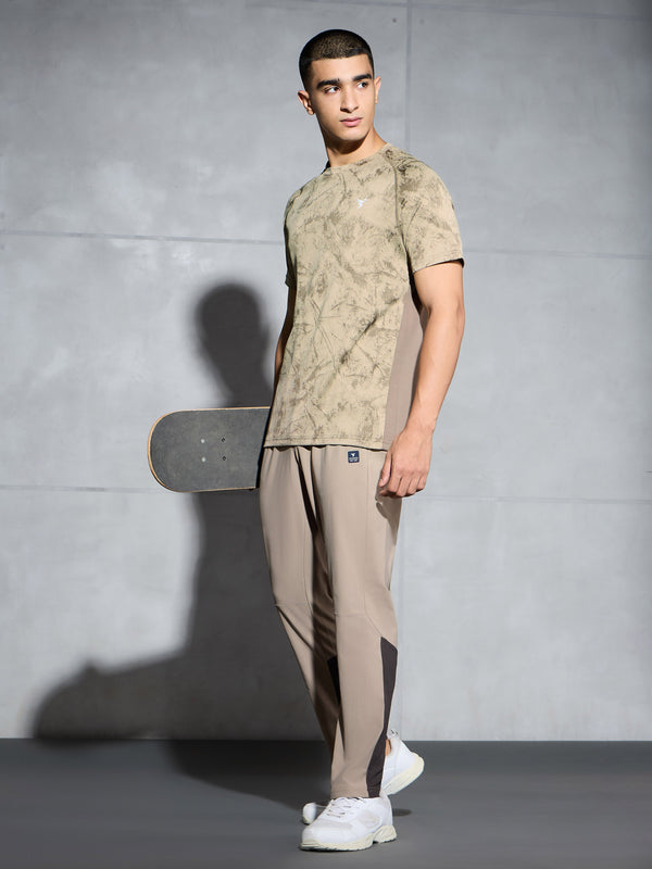 Men Self Design Slim Fit Crew Neck T-shirt with DOUBLE COOL