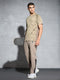 Men Self Design Slim Fit Crew Neck T-shirt with DOUBLE COOL