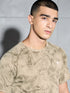 Men Self Design Slim Fit Crew Neck T-shirt with DOUBLE COOL