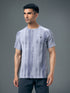 Men Self Design Slim Fit Crew Neck T-shirt with DOUBLE COOL