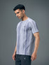 Men Self Design Slim Fit Crew Neck T-shirt with DOUBLE COOL