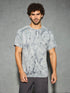 Men Self Design Slim Fit Crew Neck T-shirt with DOUBLE COOL
