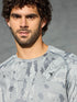 Men Self Design Slim Fit Crew Neck T-shirt with DOUBLE COOL
