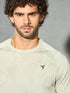 Men Self Design Slim Fit Crew Neck T-shirt with DOUBLE COOL