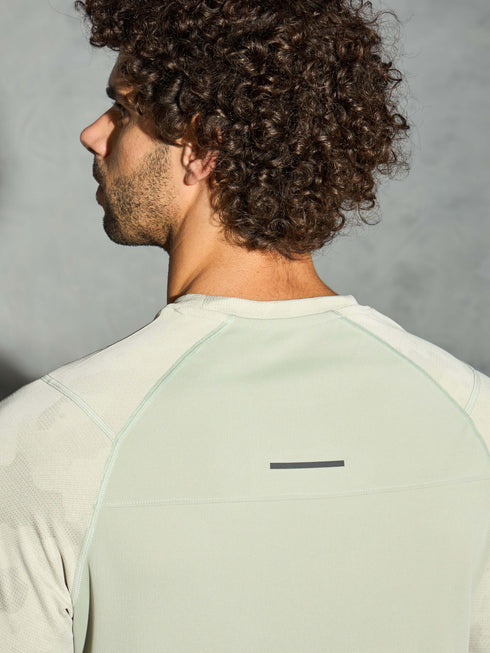 Men Self Design Slim Fit Crew Neck T-shirt with DOUBLE COOL