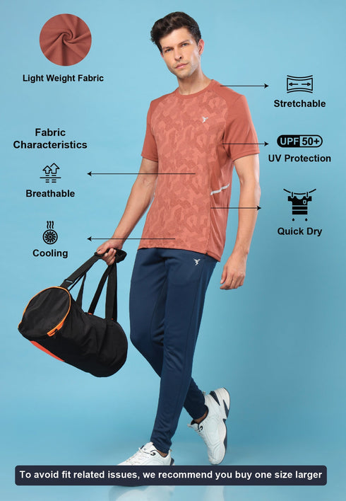 Men Slim Fit Crew Neck T-shirt with DOUBLE COOL