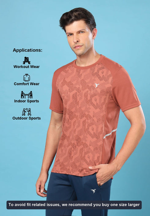 Men Slim Fit Crew Neck T-shirt with DOUBLE COOL