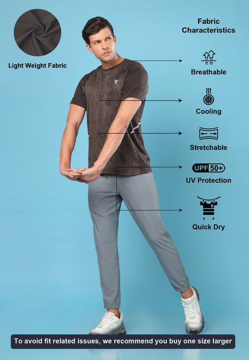 Men Slim Fit Crew Neck T-shirt with DOUBLE COOL