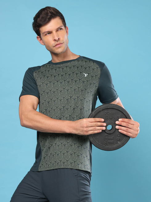 Men Slim Fit Crew Neck T-shirt with DOUBLE COOL