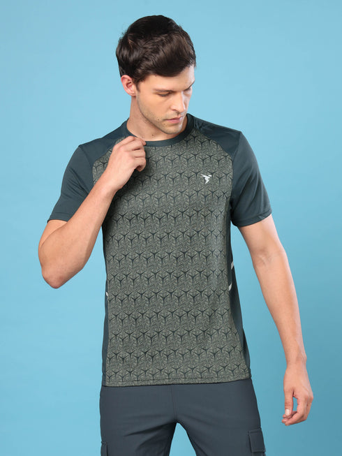 Men Slim Fit Crew Neck T-shirt with DOUBLE COOL