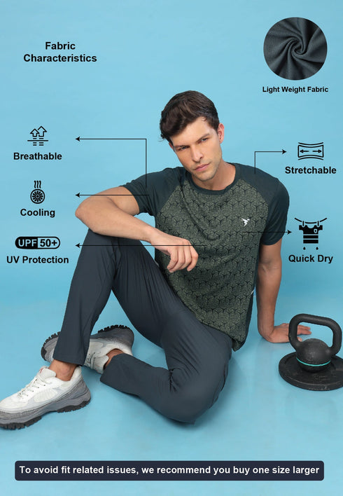 Men Slim Fit Crew Neck T-shirt with DOUBLE COOL