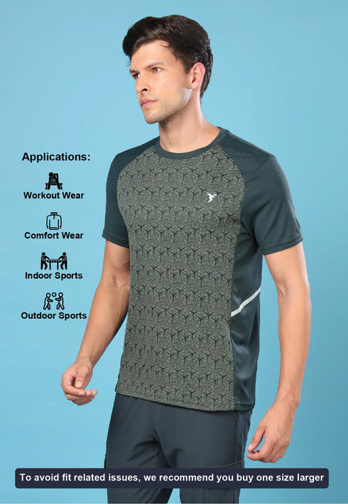 Men Slim Fit Crew Neck T-shirt with DOUBLE COOL