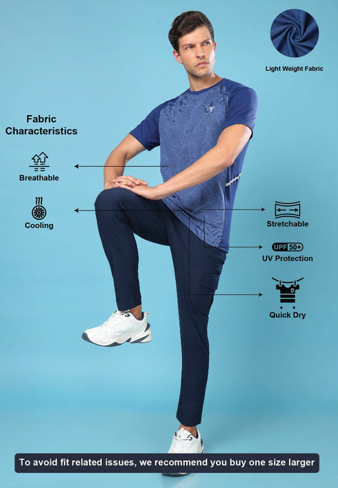 Men Slim Fit Crew Neck T-shirt with DOUBLE COOL