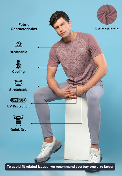 Men Slim Fit Crew Neck T-shirt with DOUBLE COOL