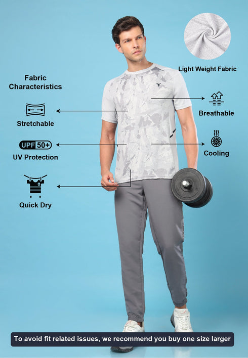 Men Slim Fit Crew Neck T-shirt with DOUBLE COOL