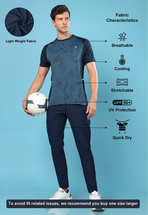 Men Slim Fit Crew Neck T-shirt with DOUBLE COOL