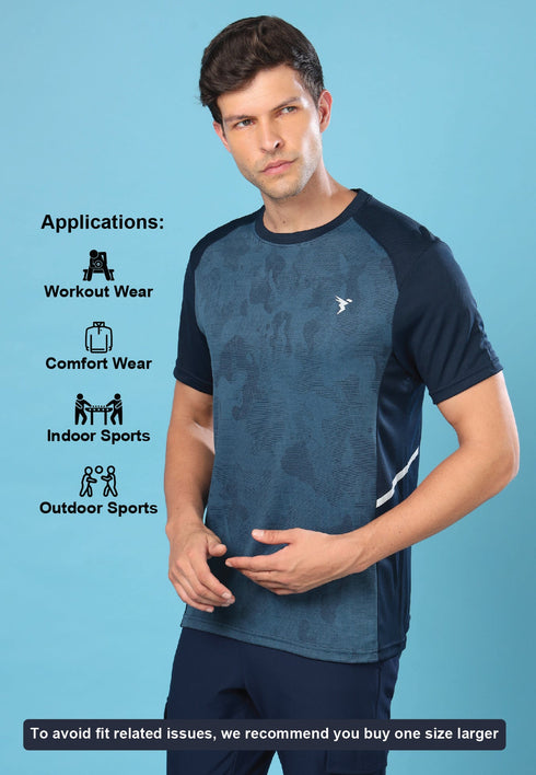 Men Slim Fit Crew Neck T-shirt with DOUBLE COOL