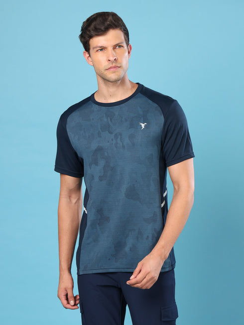 Men Slim Fit Crew Neck T-shirt with DOUBLE COOL