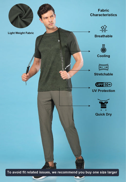 Men Slim Fit Crew Neck T-shirt with DOUBLE COOL