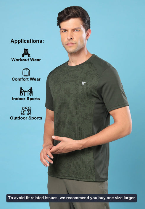 Men Slim Fit Crew Neck T-shirt with DOUBLE COOL