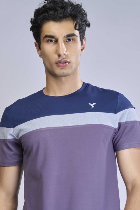 Men Colorblock Slim Fit Crew Neck T-shirt with MATPIQ
